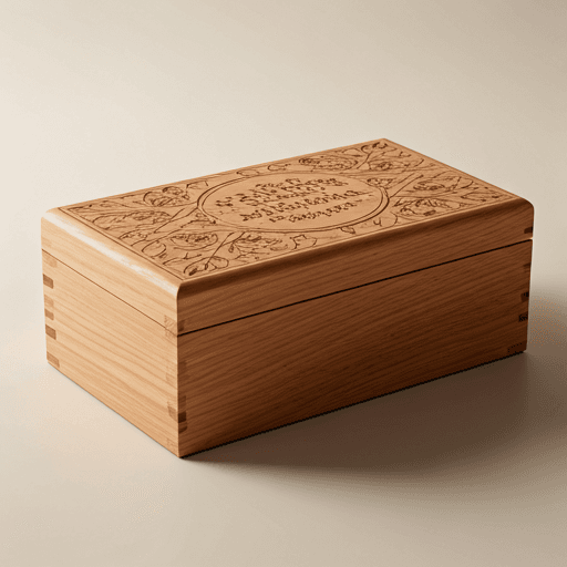 Handcrafted wooden memorial keepsake box with floral laser engraving